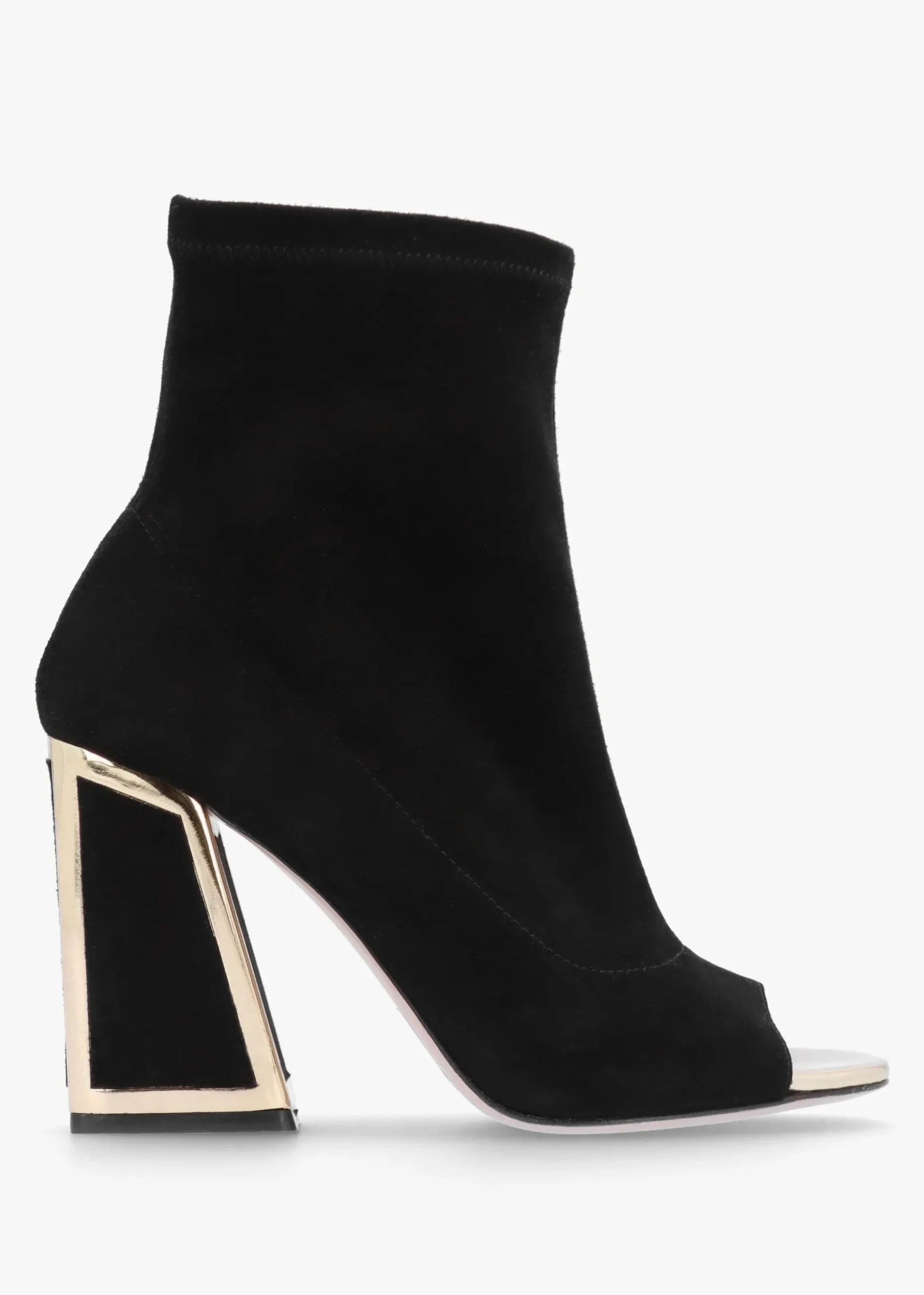 Piper Black Suede Open Toe Heeled Shoe Boots