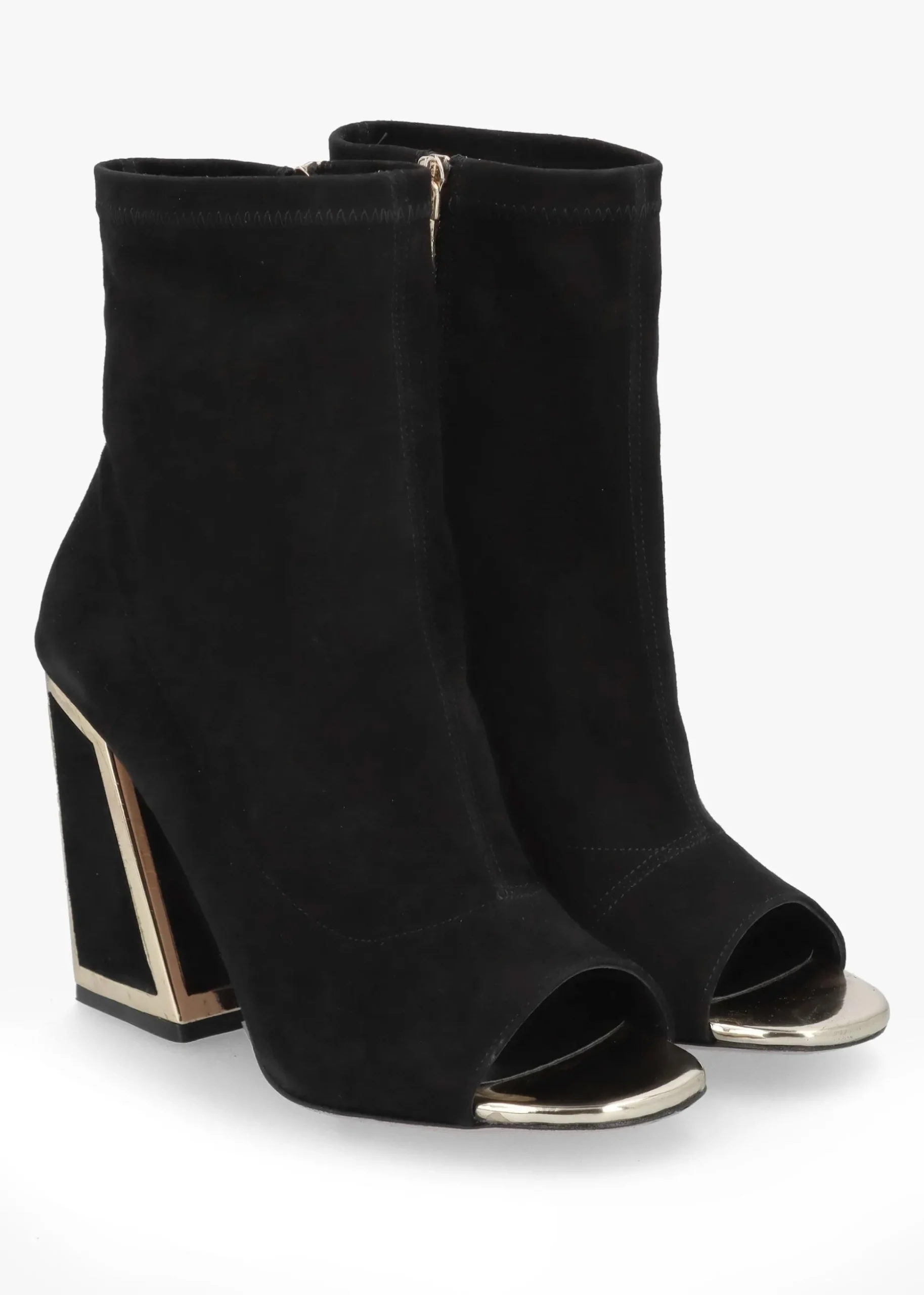Piper Black Suede Open Toe Heeled Shoe Boots