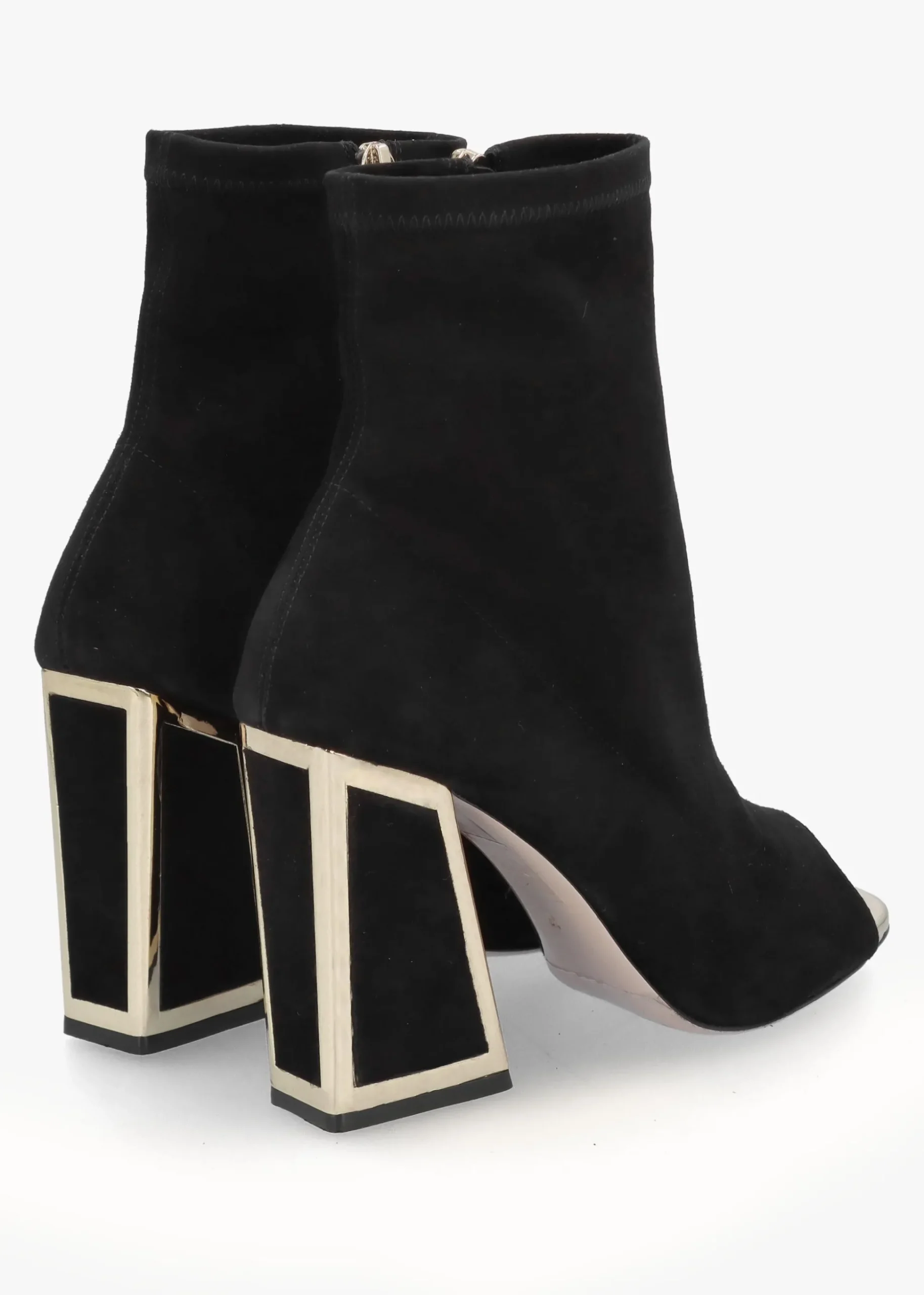Piper Black Suede Open Toe Heeled Shoe Boots