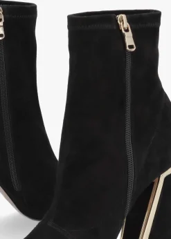 Piper Black Suede Open Toe Heeled Shoe Boots