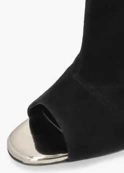 Piper Black Suede Open Toe Heeled Shoe Boots
