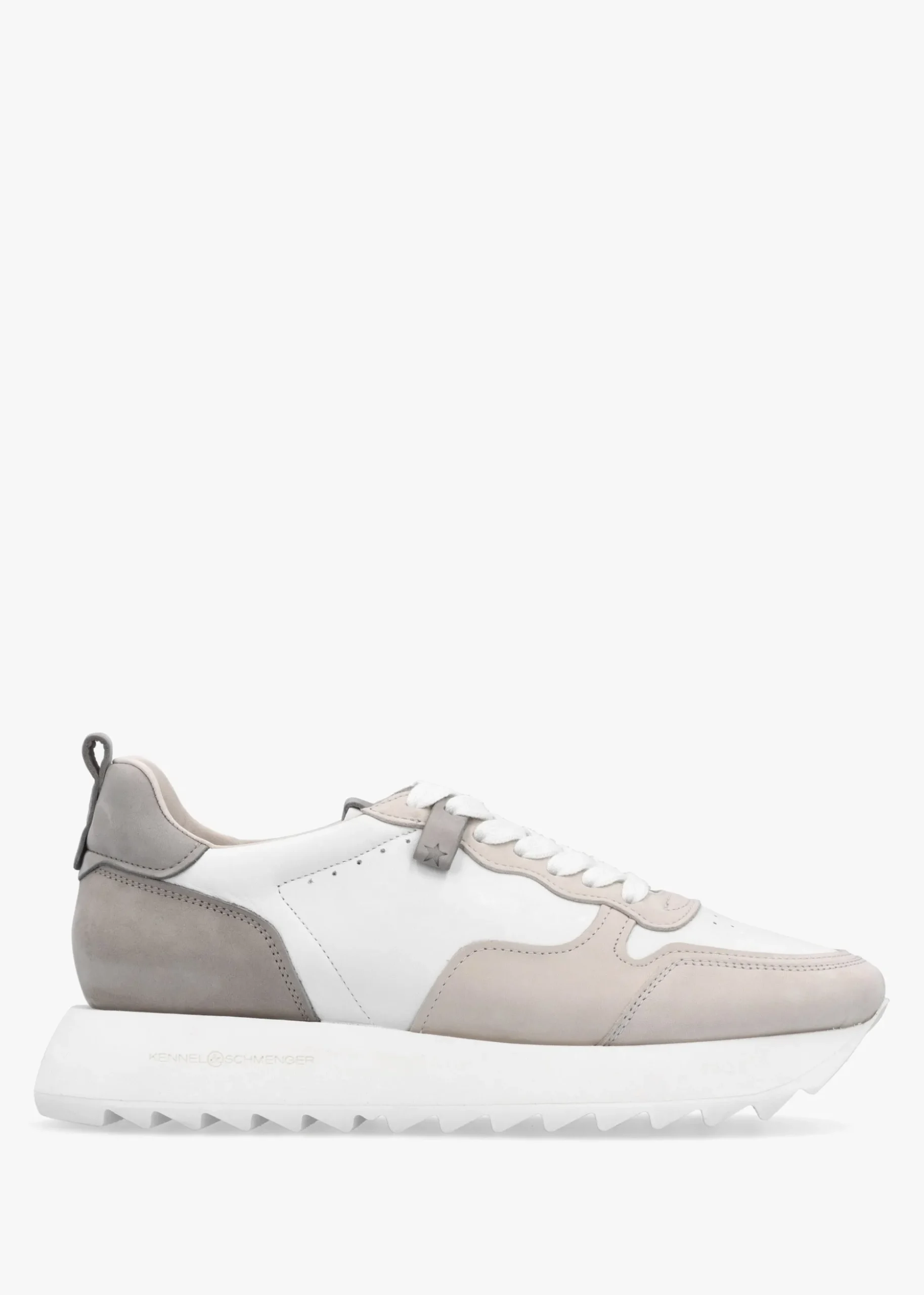 Pitch Neutral White & Grey Leather Trainers