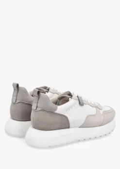 Pitch Neutral White & Grey Leather Trainers