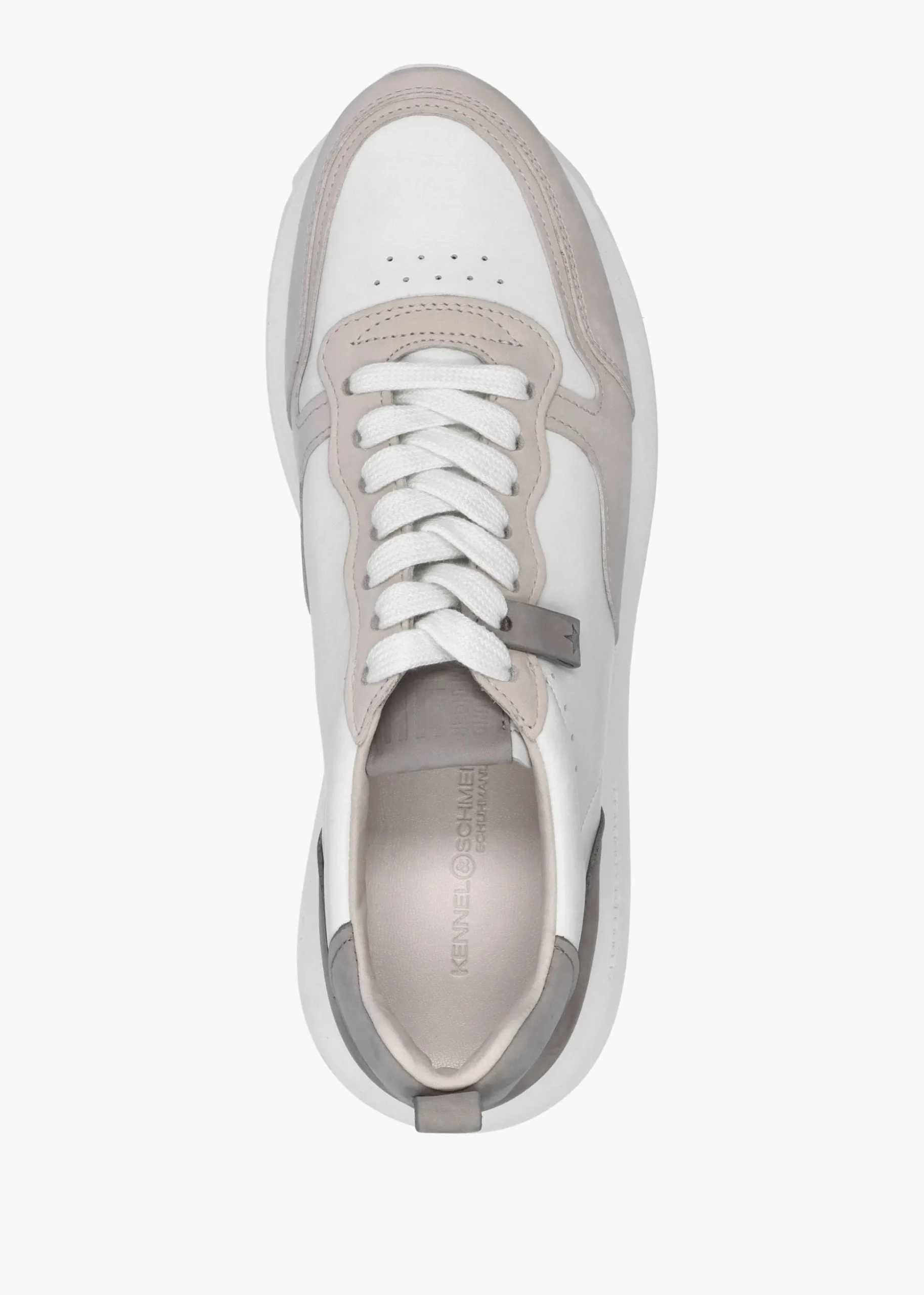 Pitch Neutral White & Grey Leather Trainers