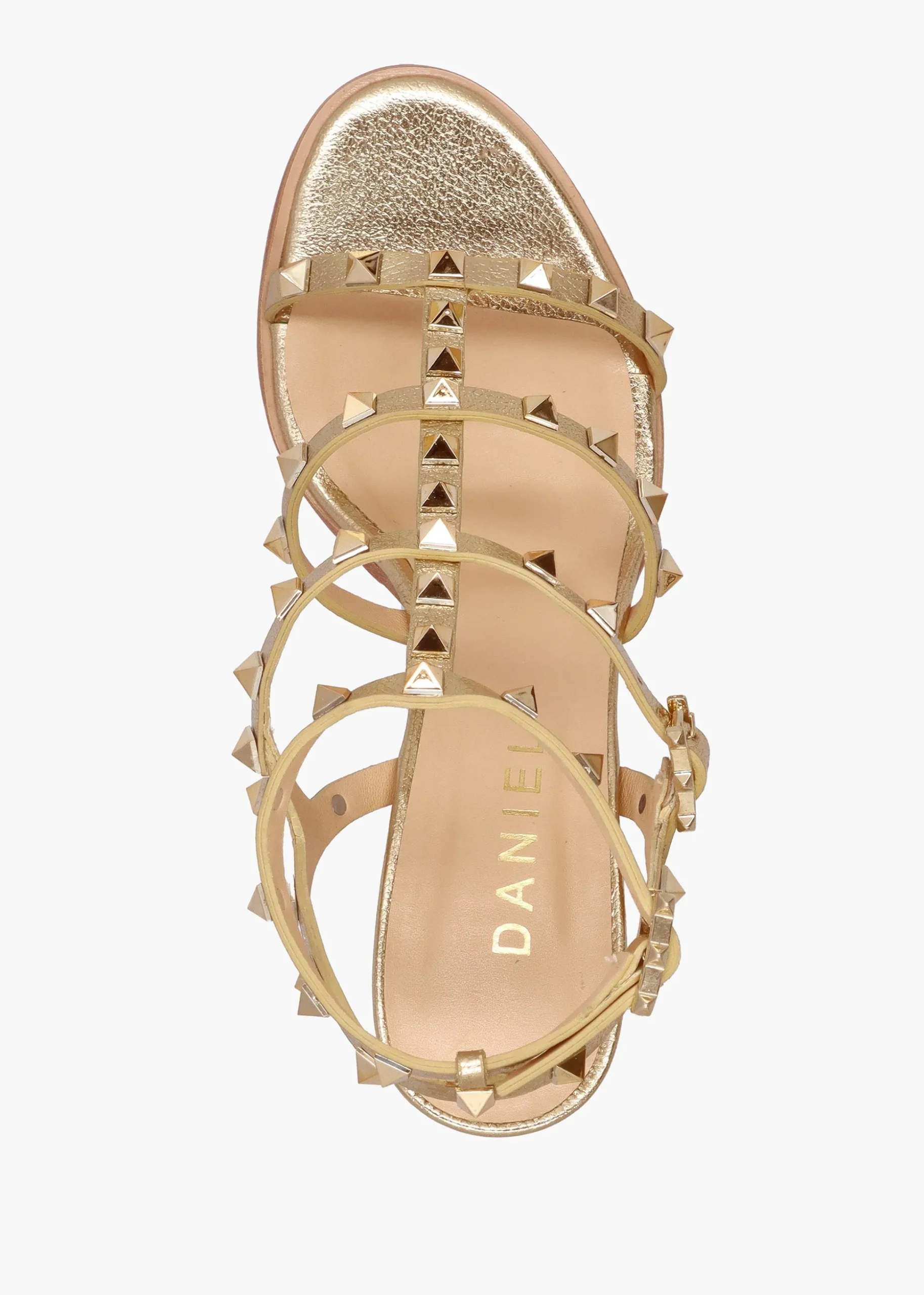 Pitter Gold Leather Studded Block Heeled Sandals