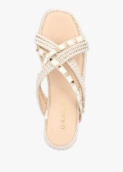 Popey Cream Rope Slab Wedge Mules