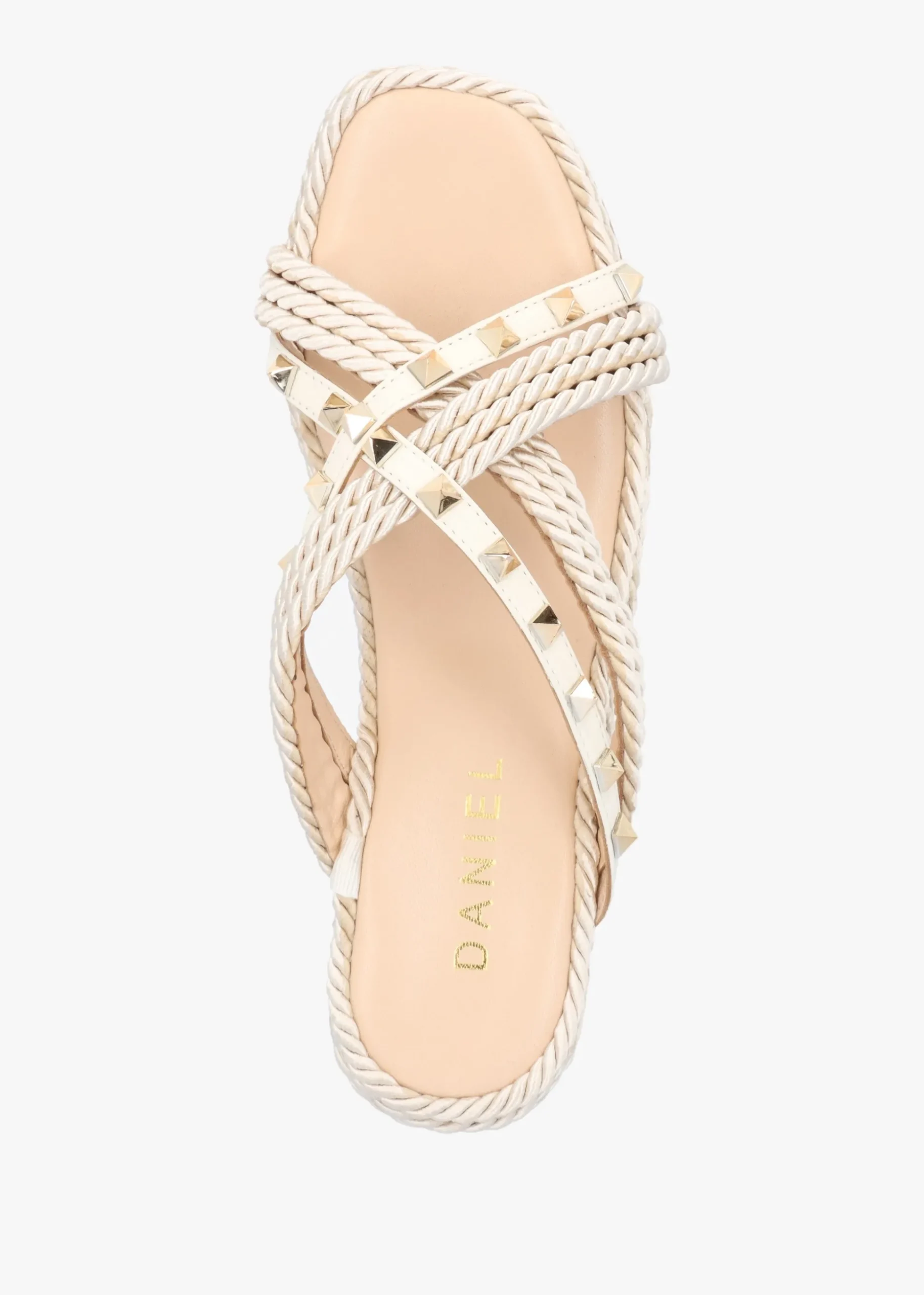 Popey Cream Rope Slab Wedge Mules