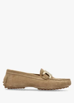 Privey Beige Suede Moccasin Loafers
