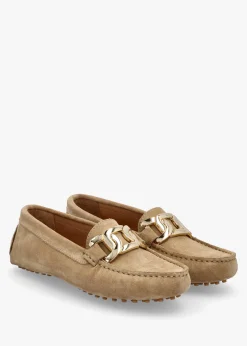 Privey Beige Suede Moccasin Loafers