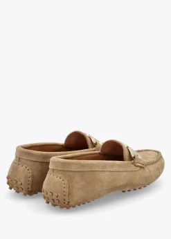 Privey Beige Suede Moccasin Loafers