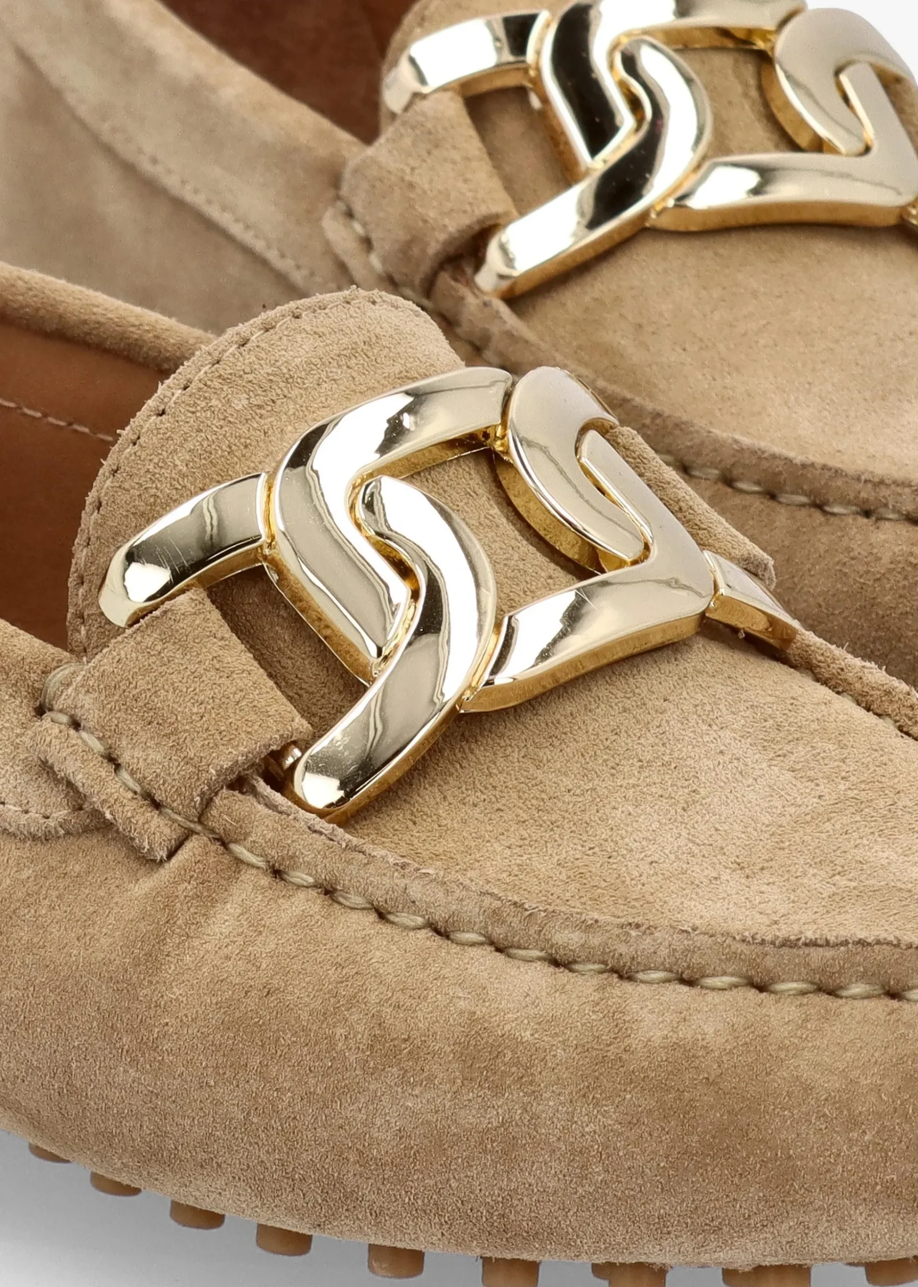 Privey Beige Suede Moccasin Loafers