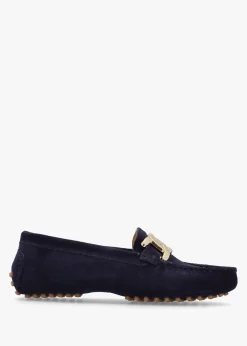 Privey Navy Suede Moccasin Loafers