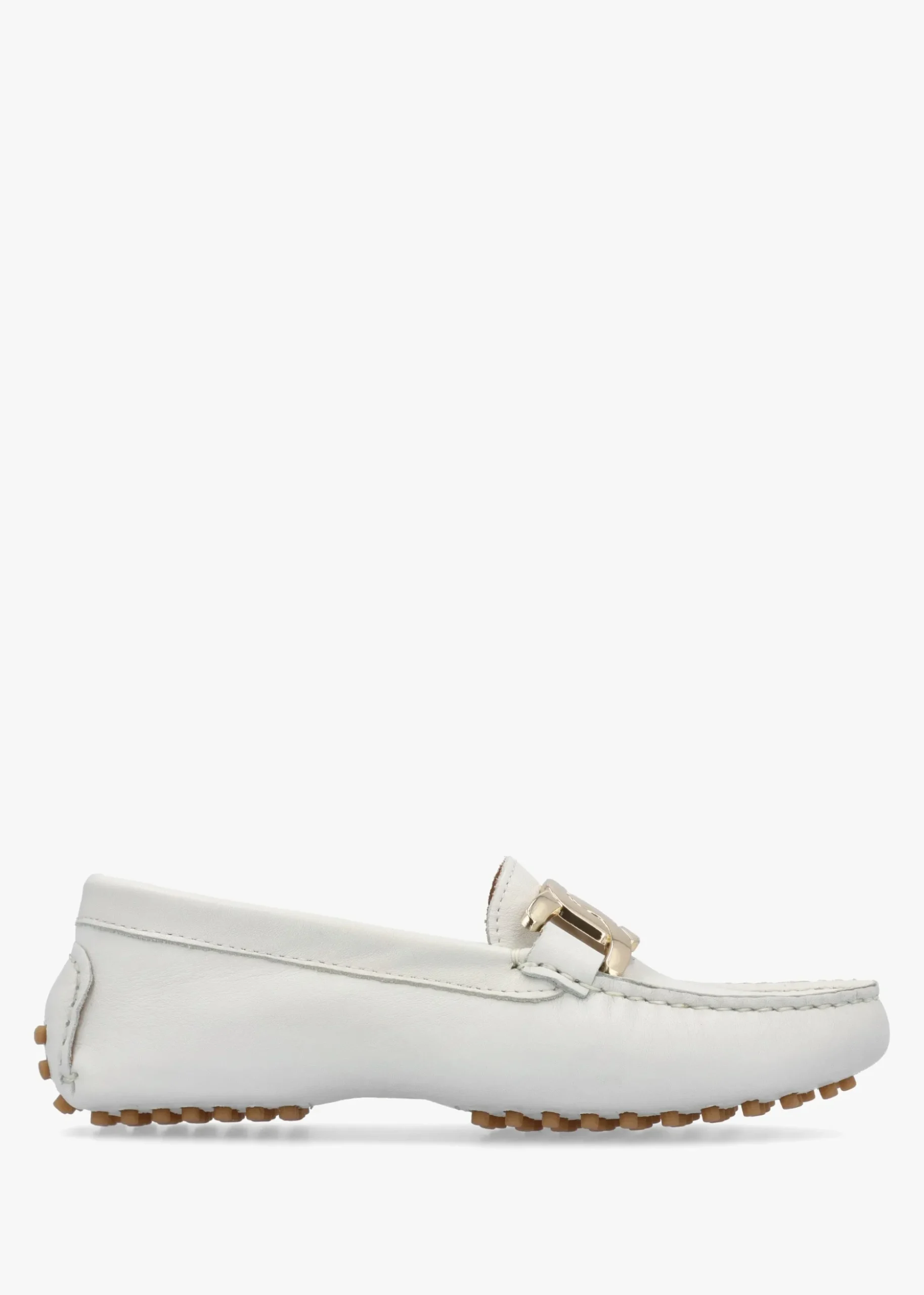 Privey White Leather Moccasin Loafers