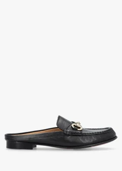 Pule Black Leather Backless Mule Loafers