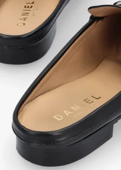 Pule Black Leather Backless Mule Loafers