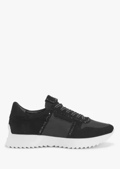 Pull Diamante Black Suede Trainers