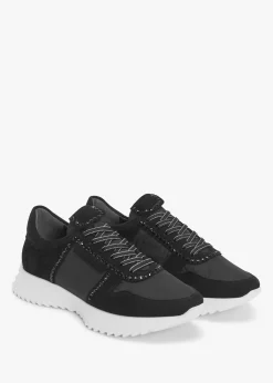 Pull Diamante Black Suede Trainers