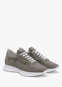 Pull Diamante Taupe Suede Trainers