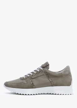 Pull Diamante Taupe Suede Trainers