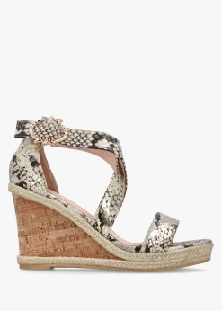 Pursuit Gold Reptile Wedge Sandals