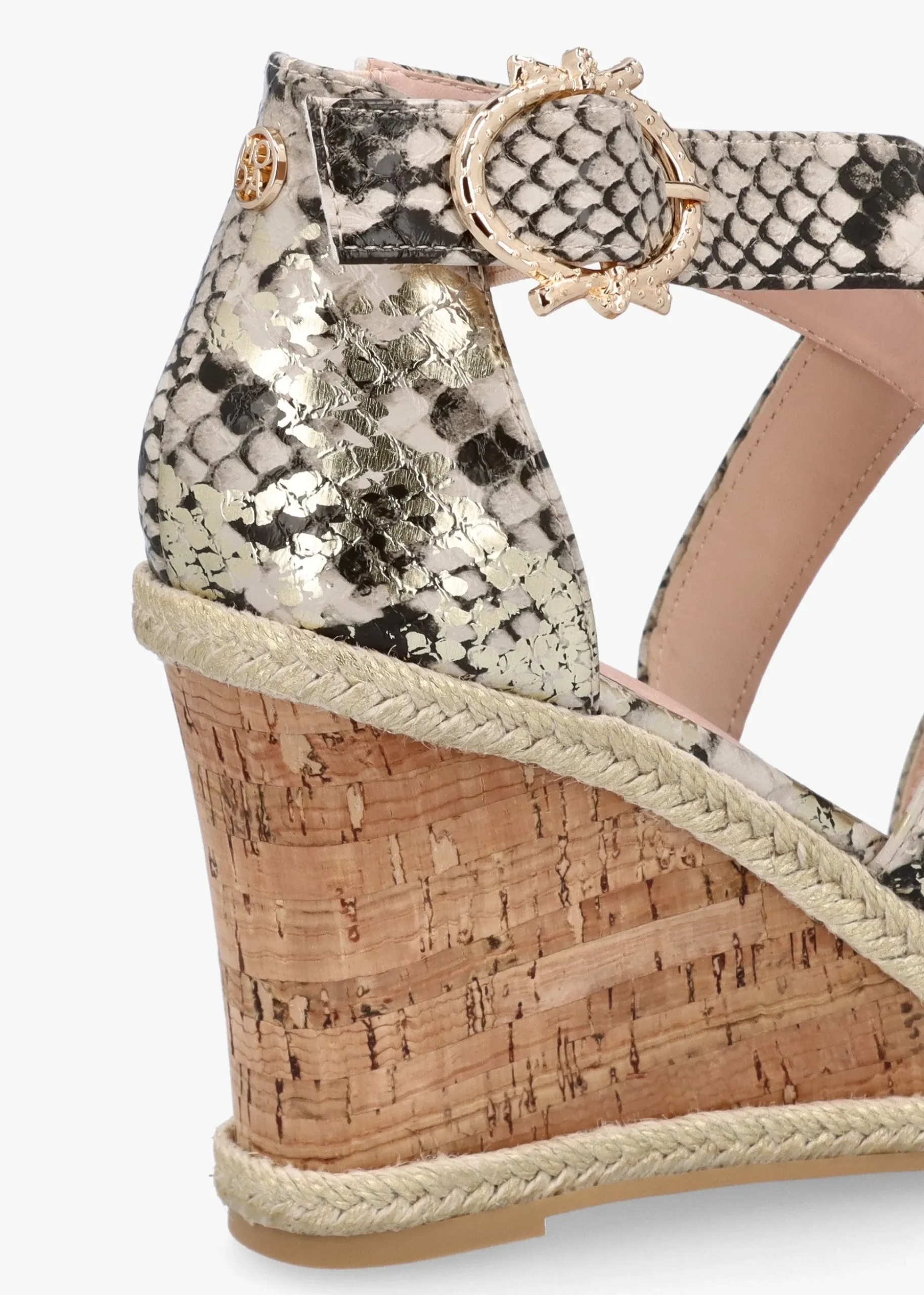 Pursuit Gold Reptile Wedge Sandals