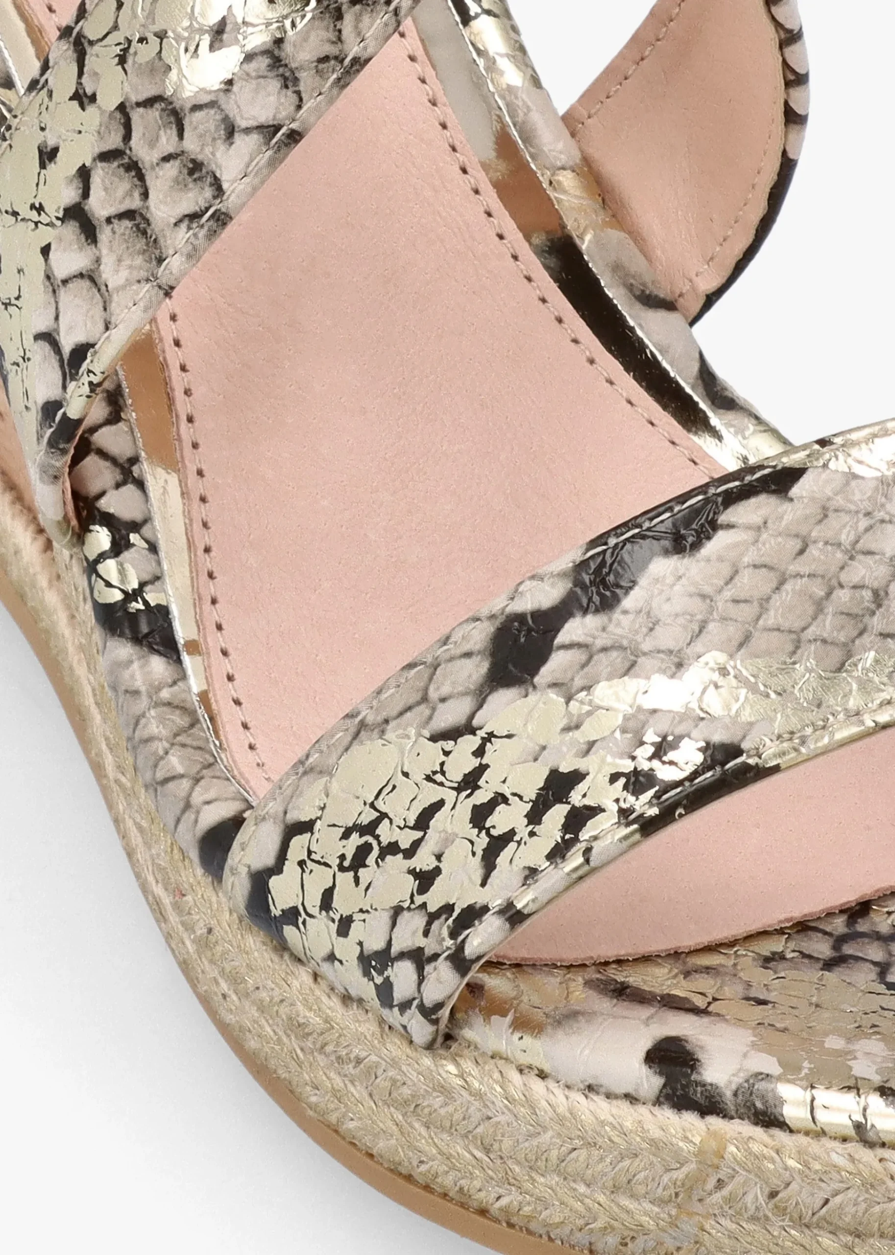 Pursuit Gold Reptile Wedge Sandals