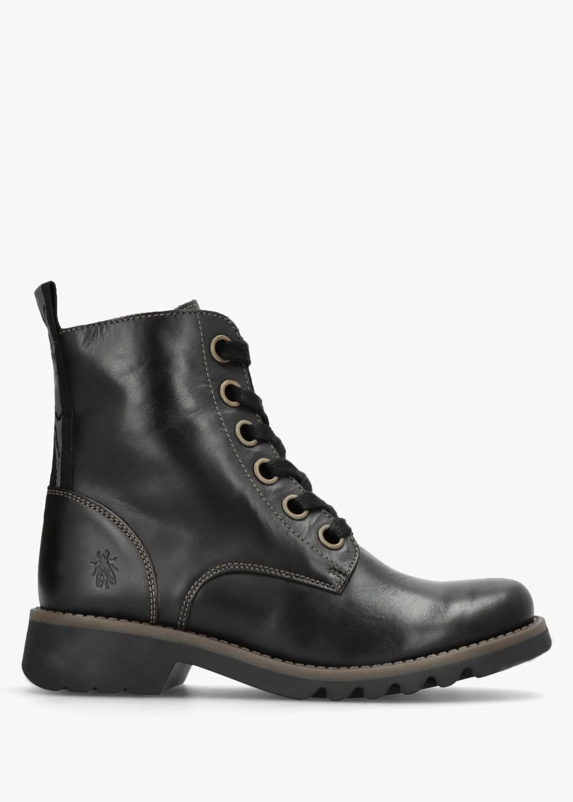 Ragi Black Rug Leather Ankle Boots