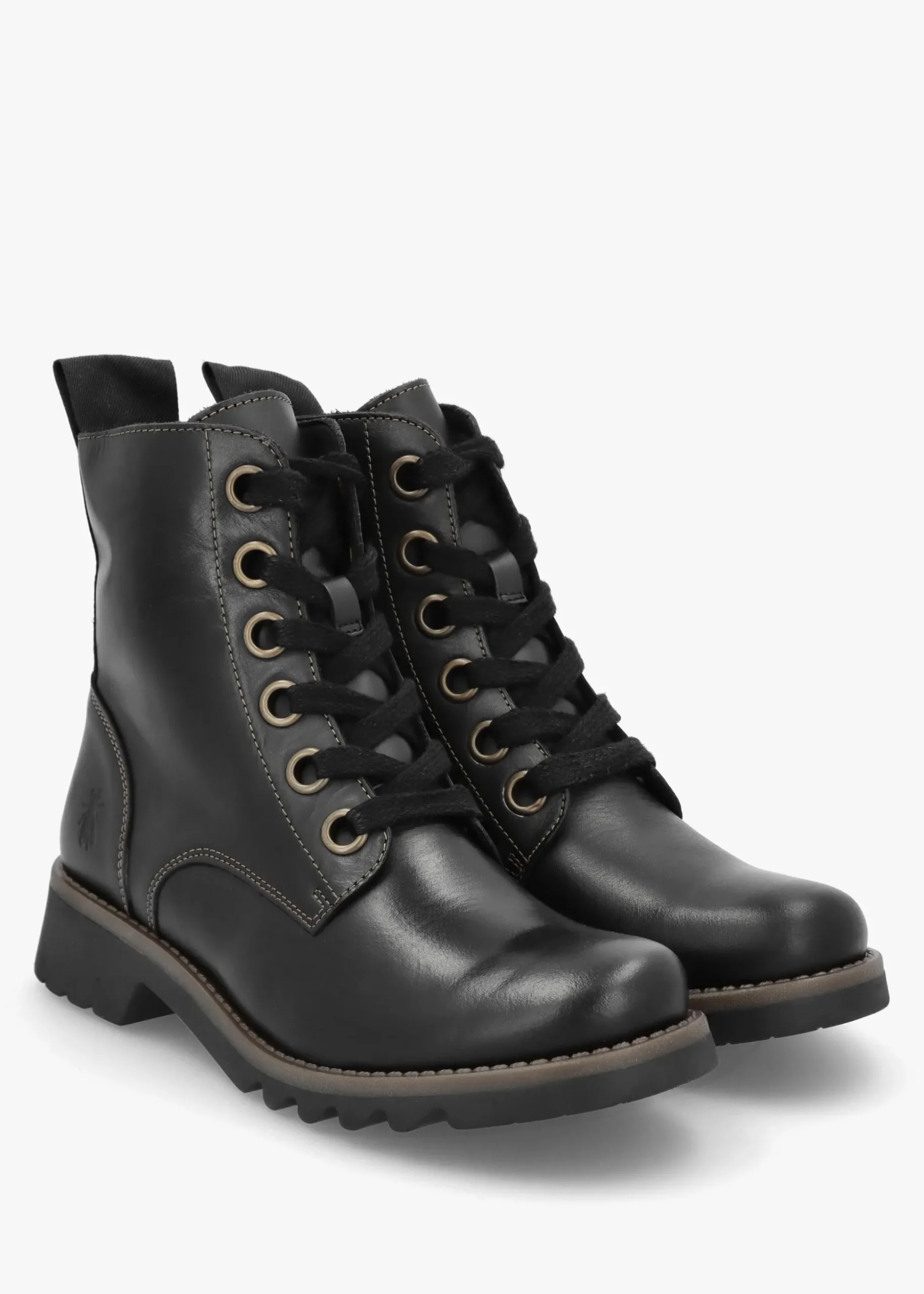 Ragi Black Rug Leather Ankle Boots