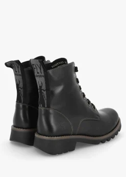 Ragi Black Rug Leather Ankle Boots