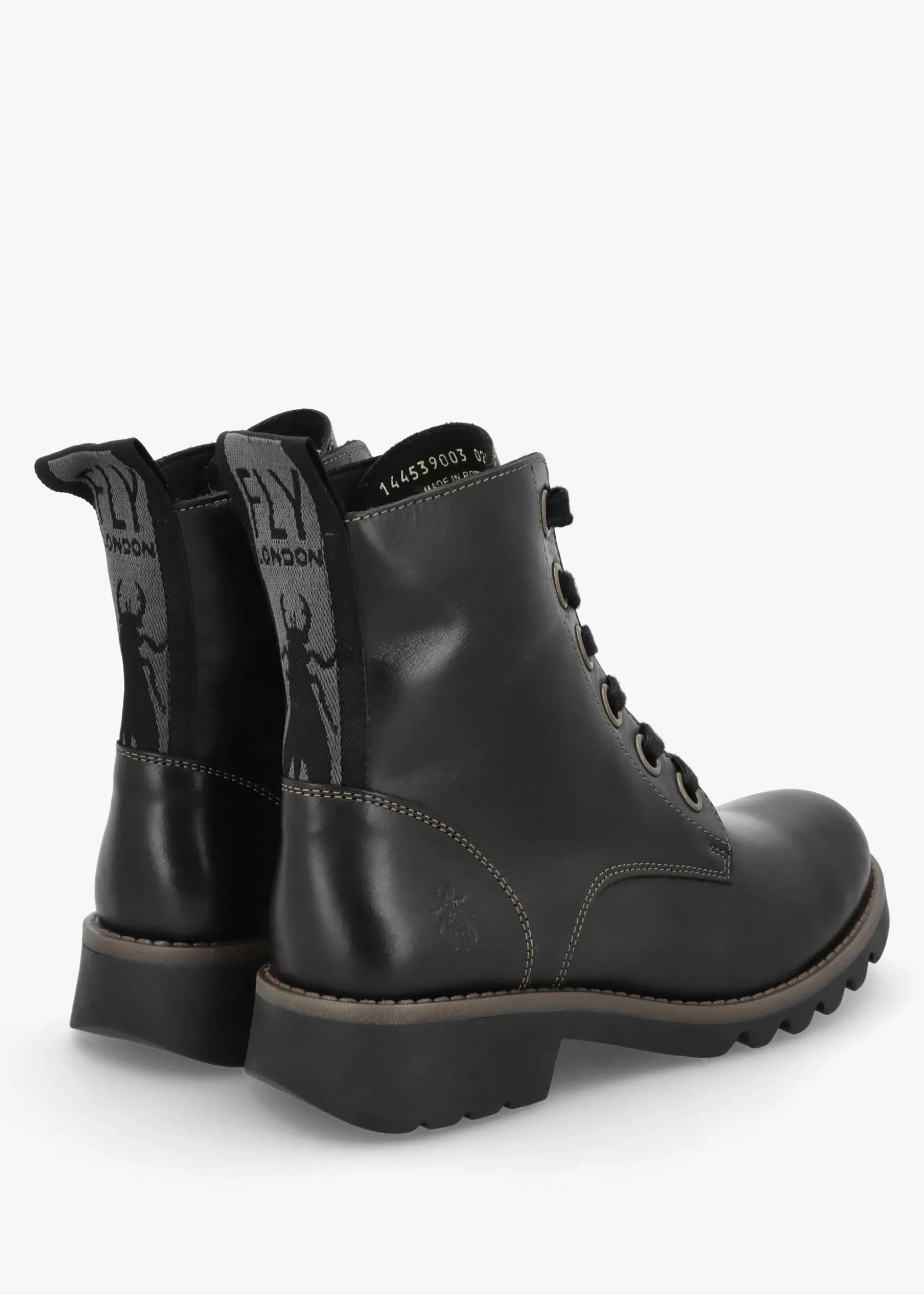Ragi Black Rug Leather Ankle Boots