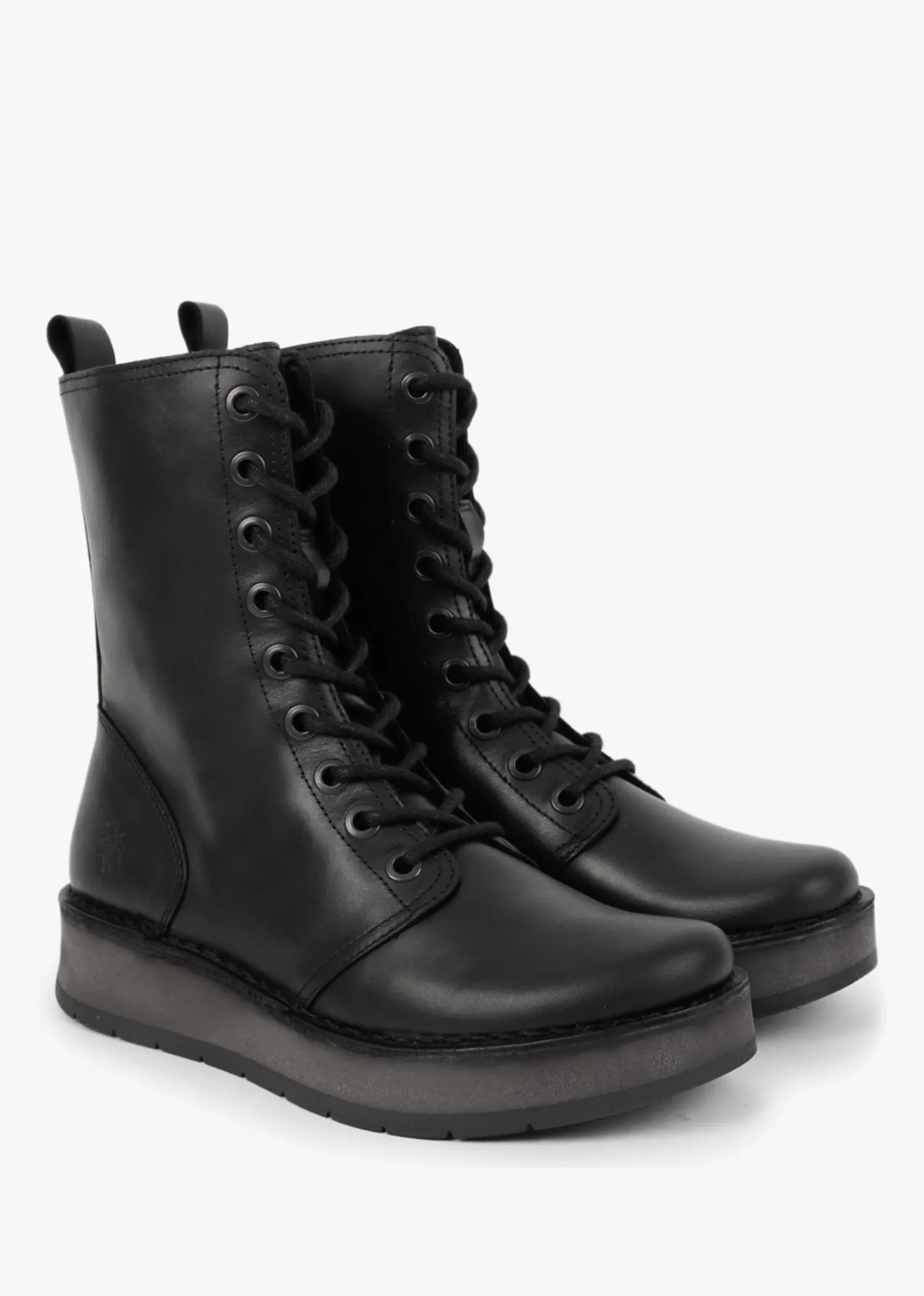 Rami Black Leather Lace Up Ankle Boots