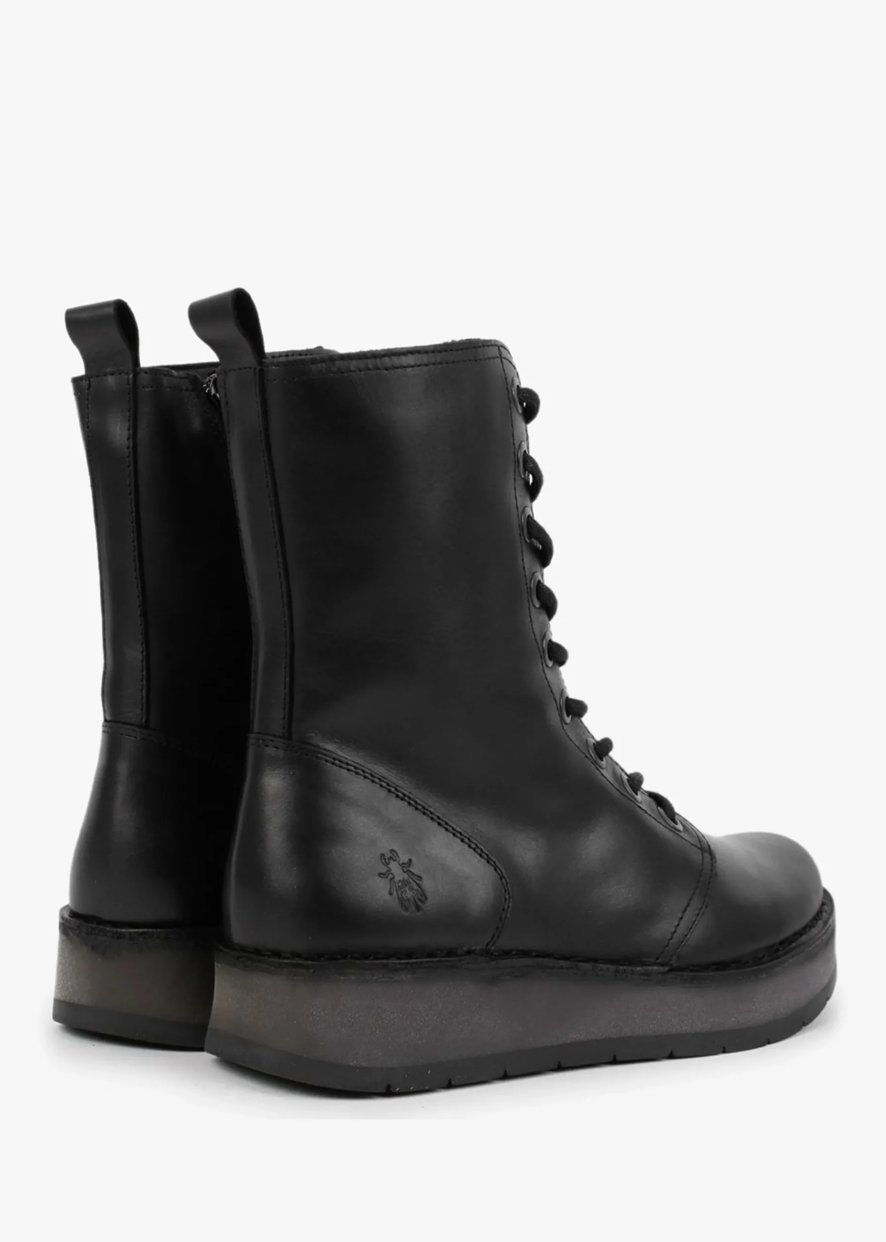 Rami Black Leather Lace Up Ankle Boots