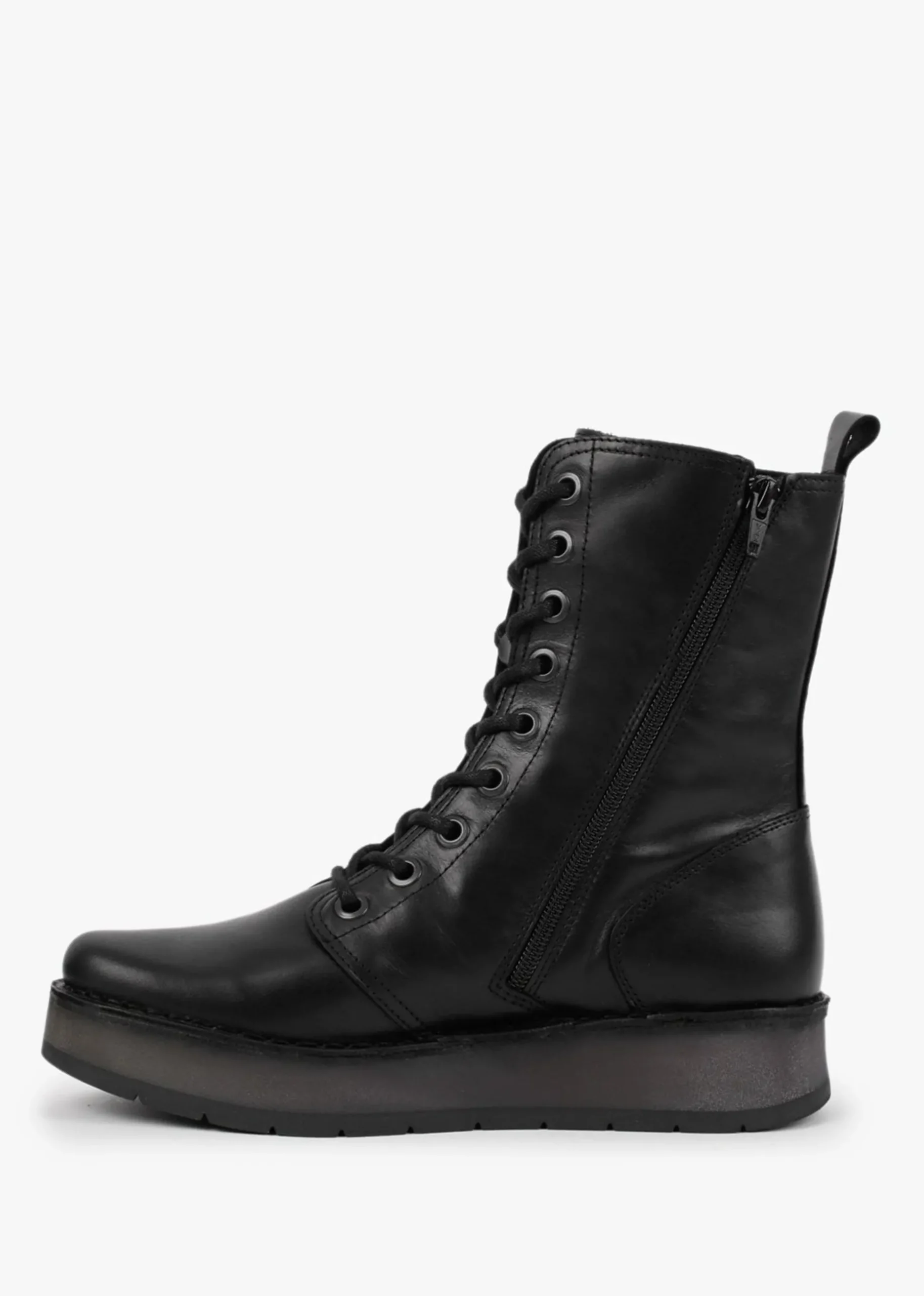 Rami Black Leather Lace Up Ankle Boots