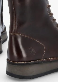 Rami Dark Brown Rug Leather Lace Up Ankle Boots