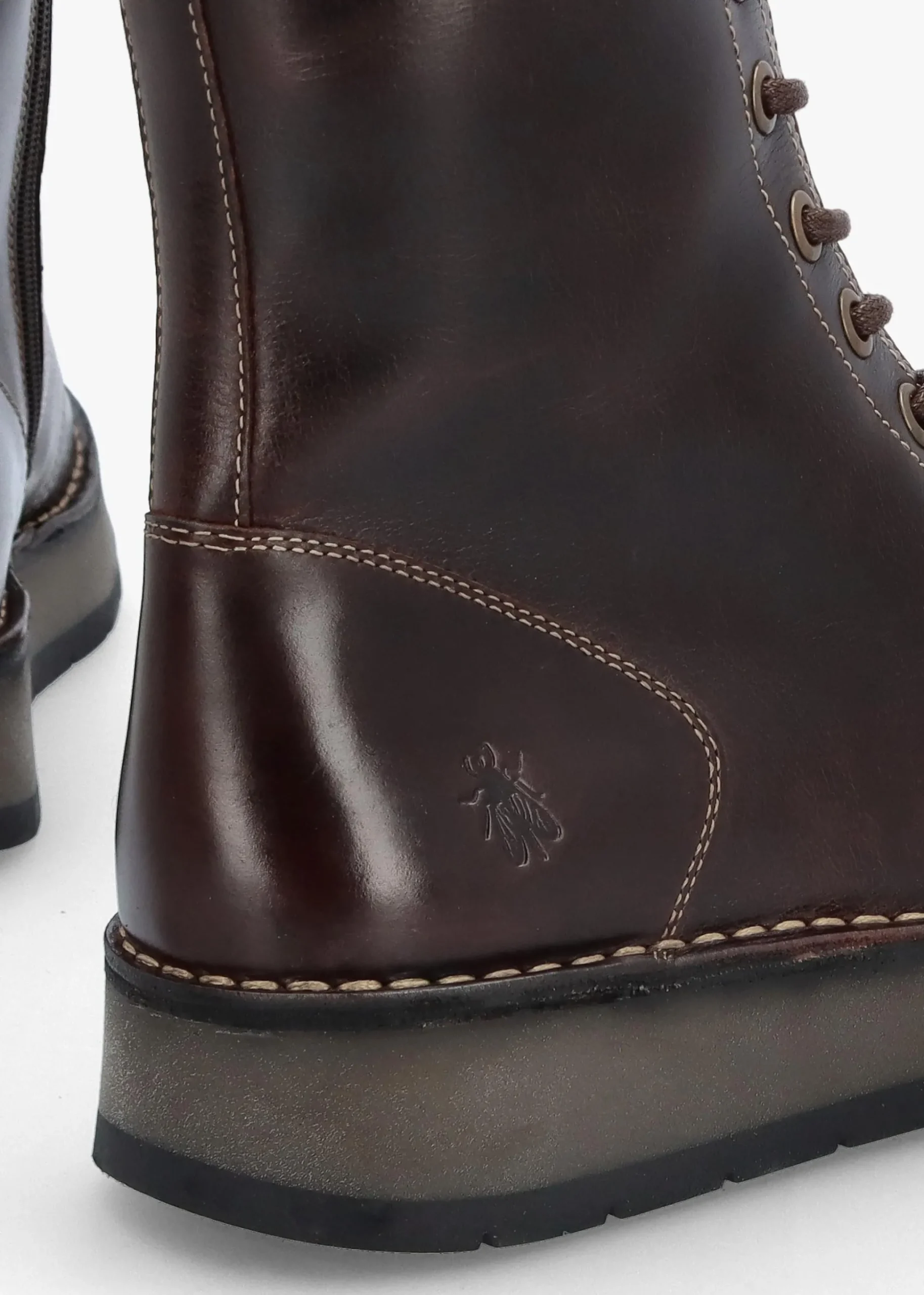 Rami Dark Brown Rug Leather Lace Up Ankle Boots