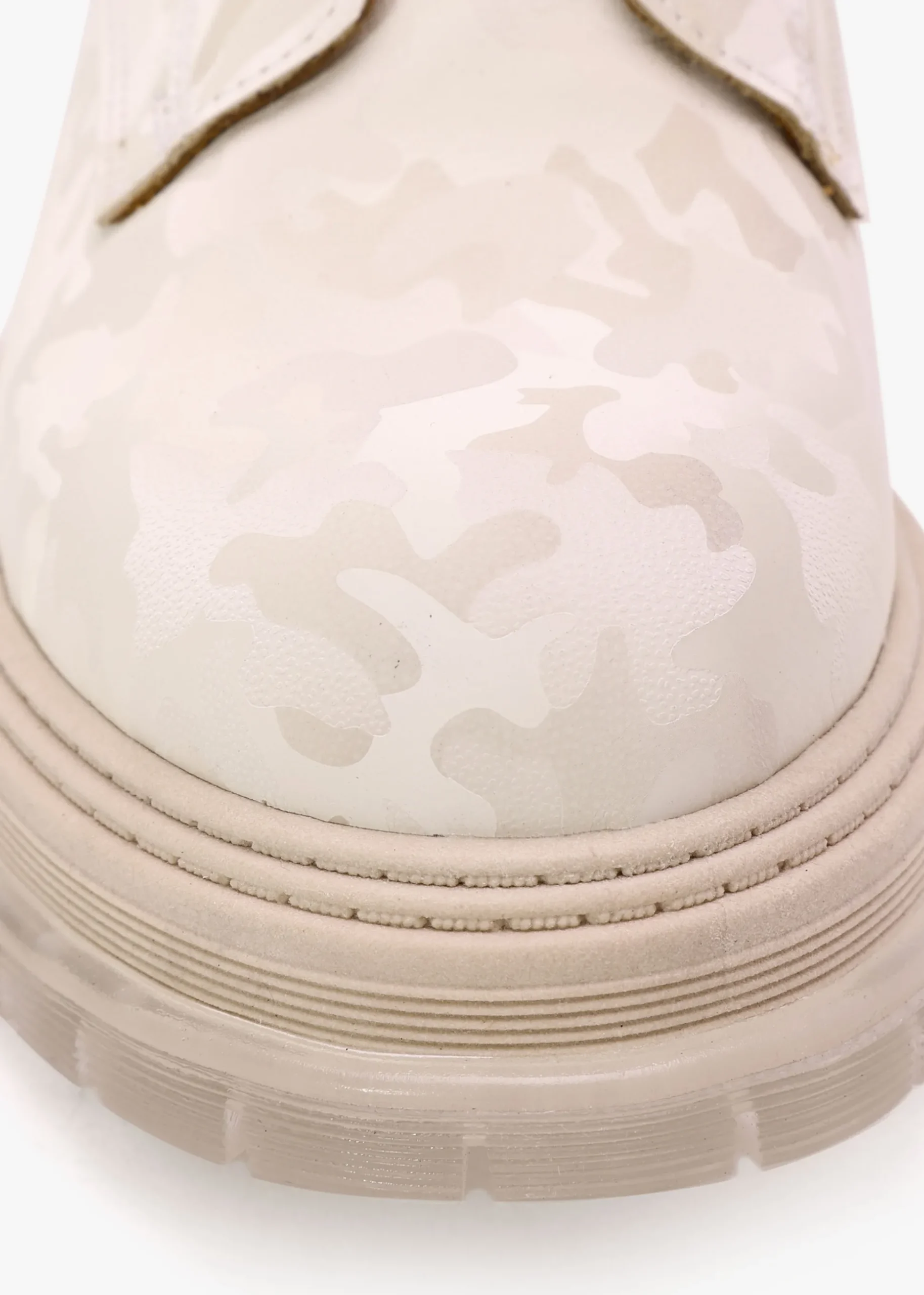 Rammie White Leather Camo Ankle Boots