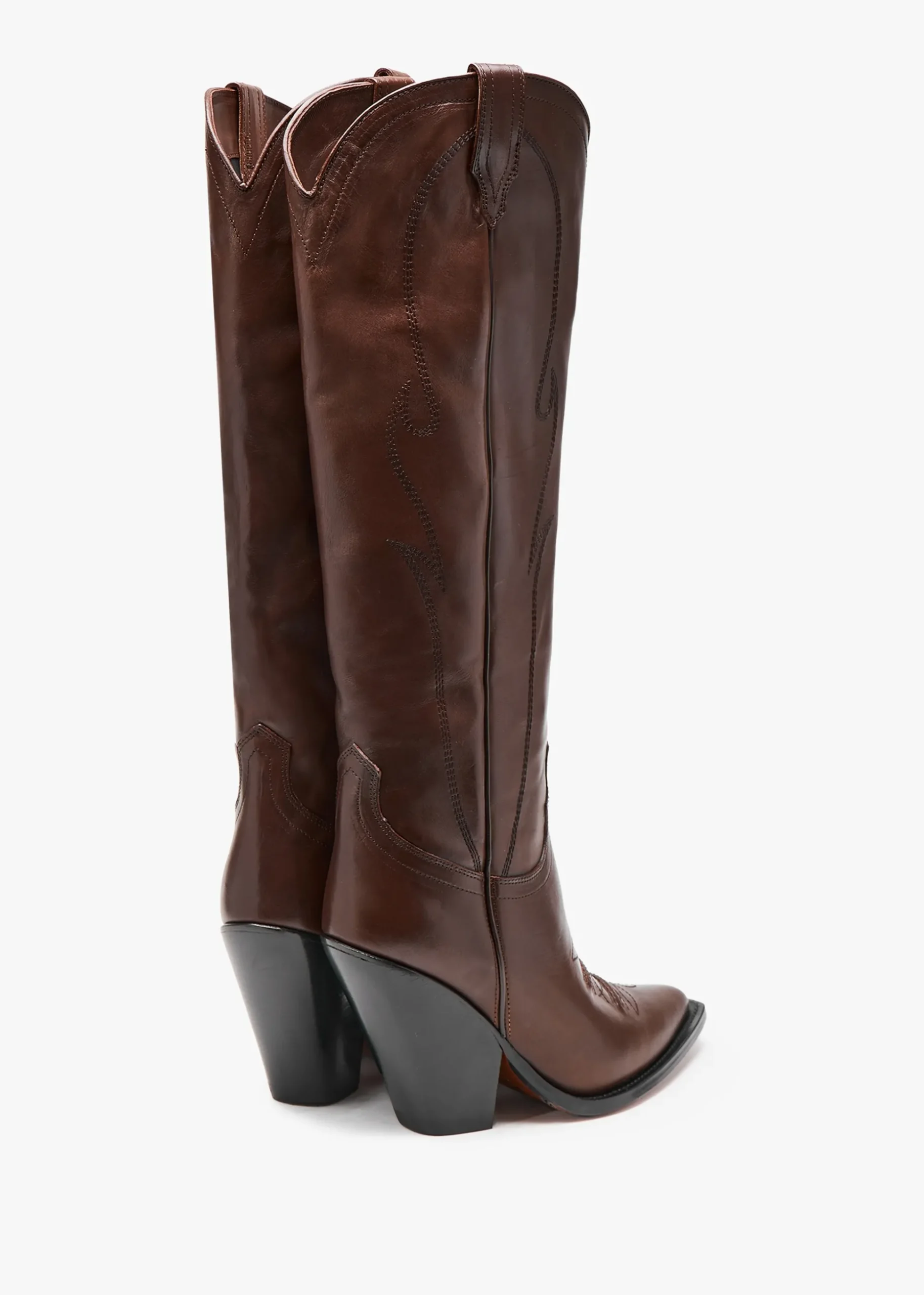 Rancho Maxi Flower Brown Leather Western Knee Boots