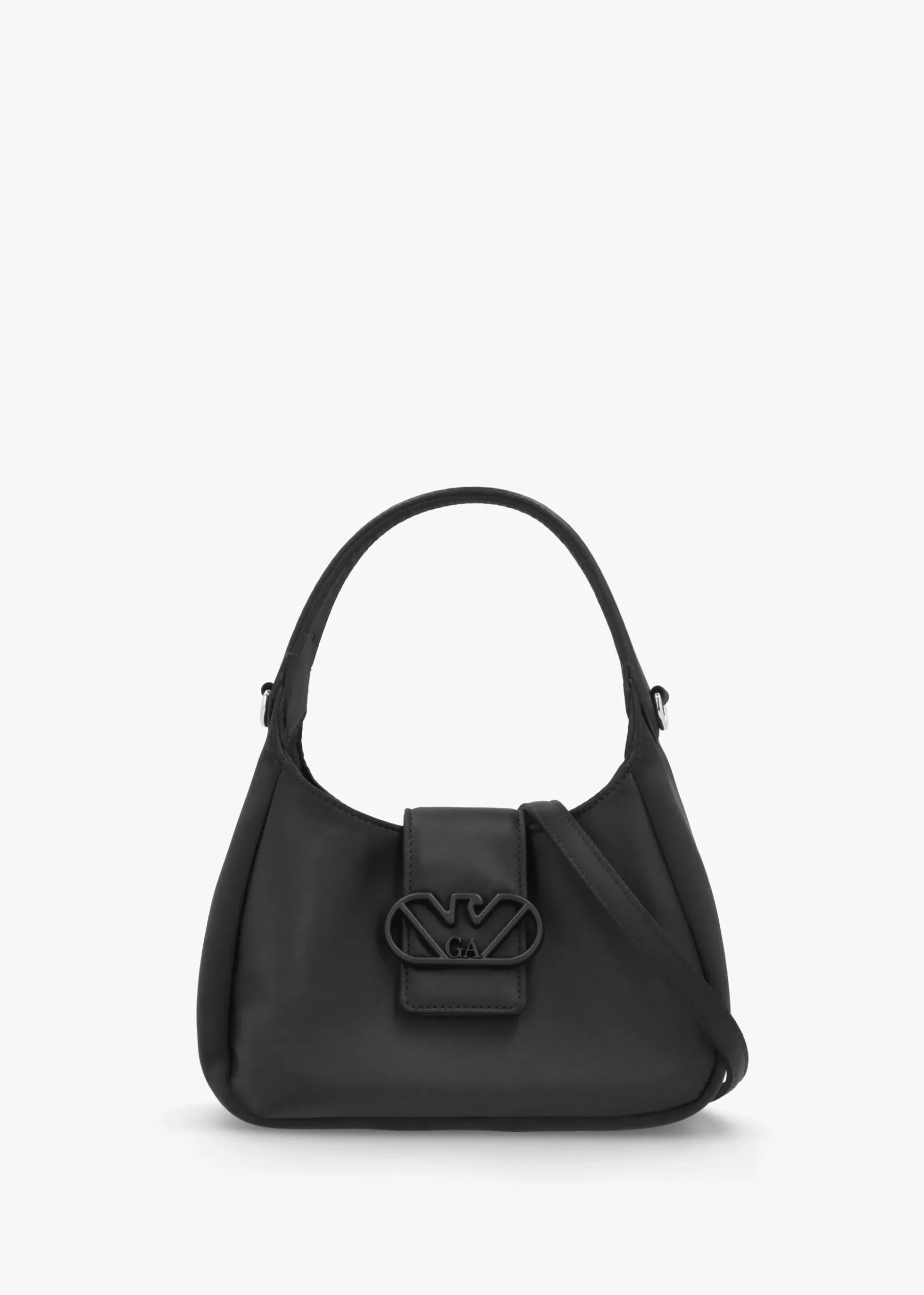 Raso Black Satin Hobo Shoulder Bag