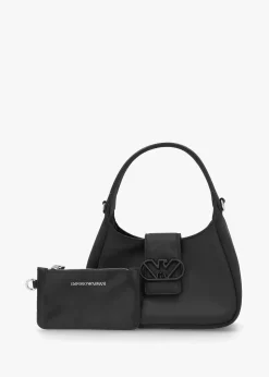 Raso Black Satin Hobo Shoulder Bag