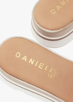 Recrys Gold Leather Embellished Flat Mules