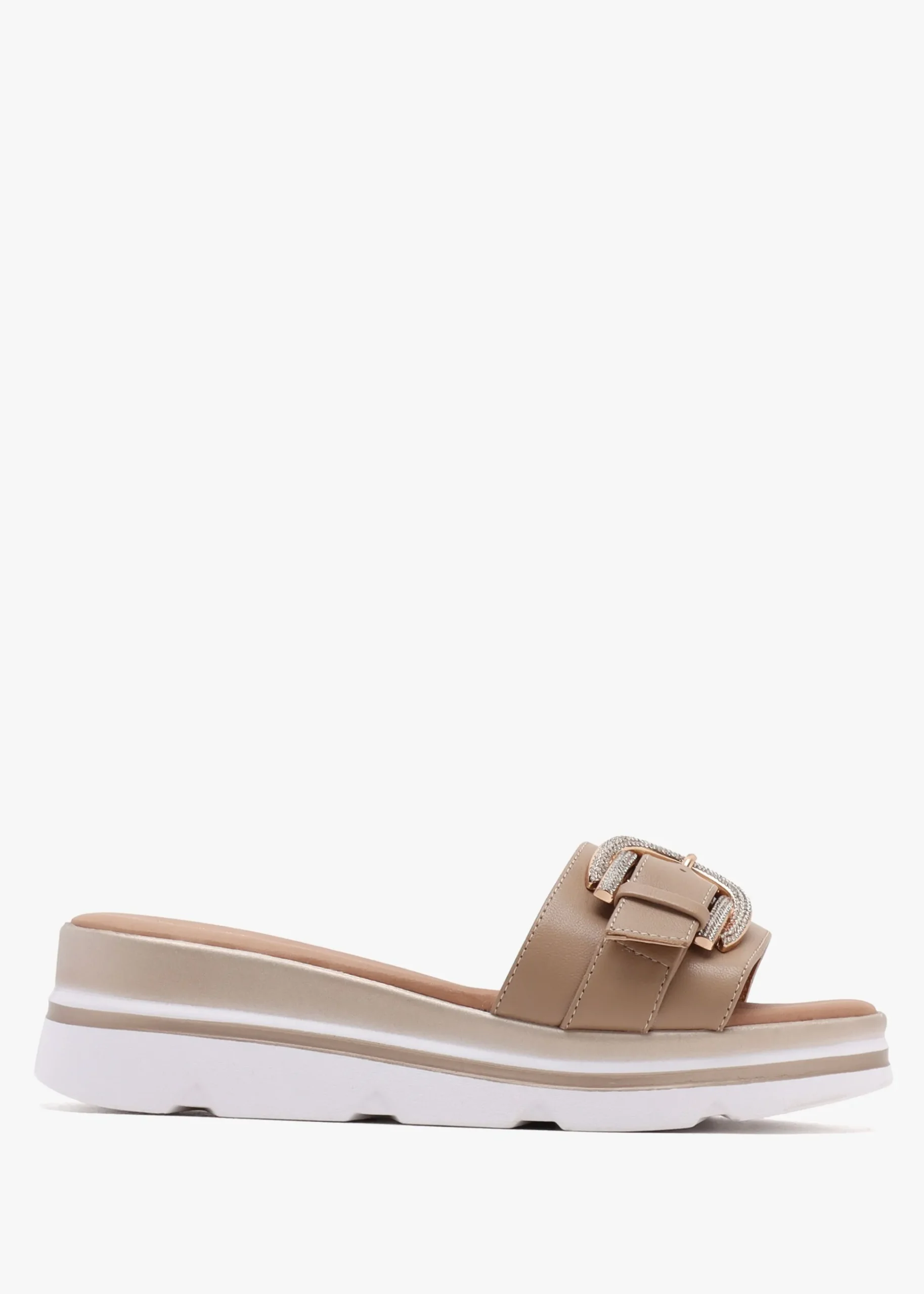 Recrys Tan Leather Embellished Flat Mules