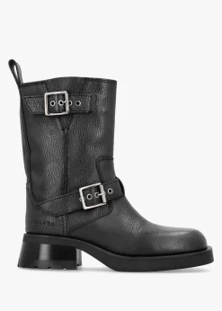 Renate Black Leather Biker Boots