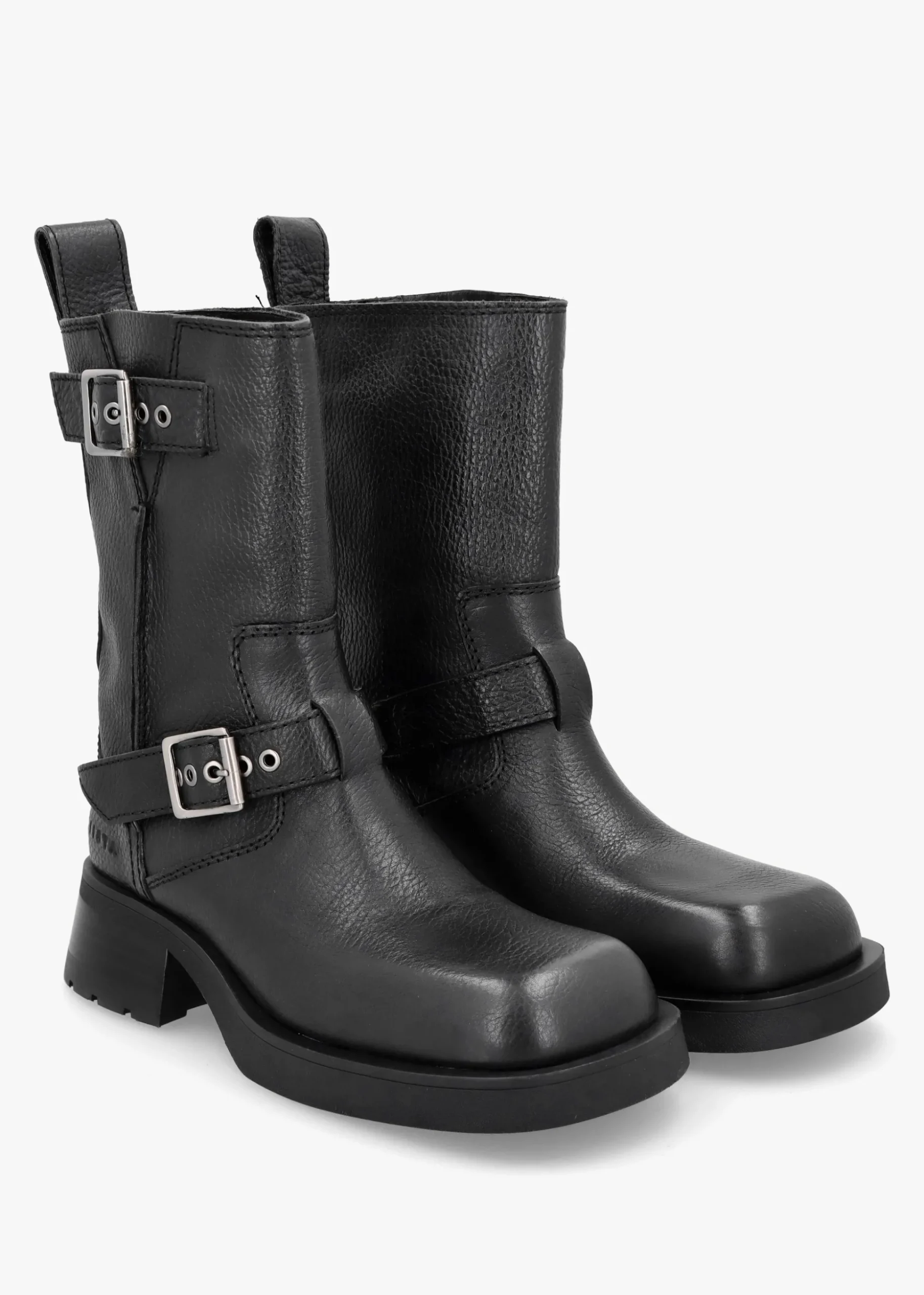 Renate Black Leather Biker Boots
