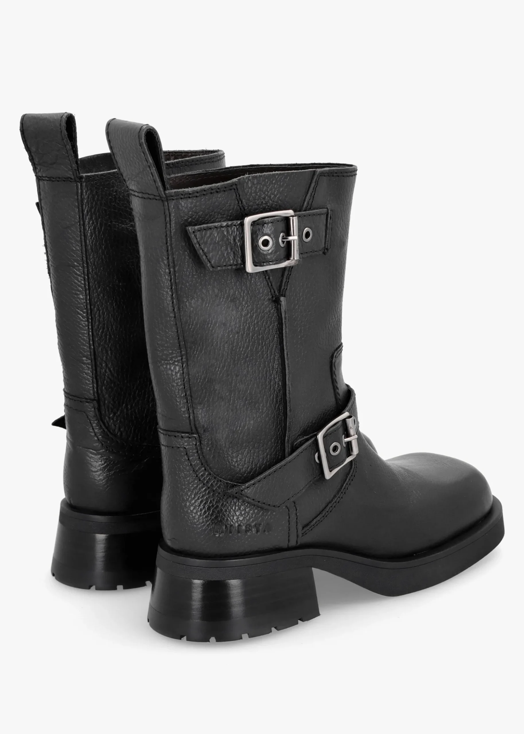 Renate Black Leather Biker Boots