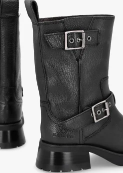 Renate Black Leather Biker Boots