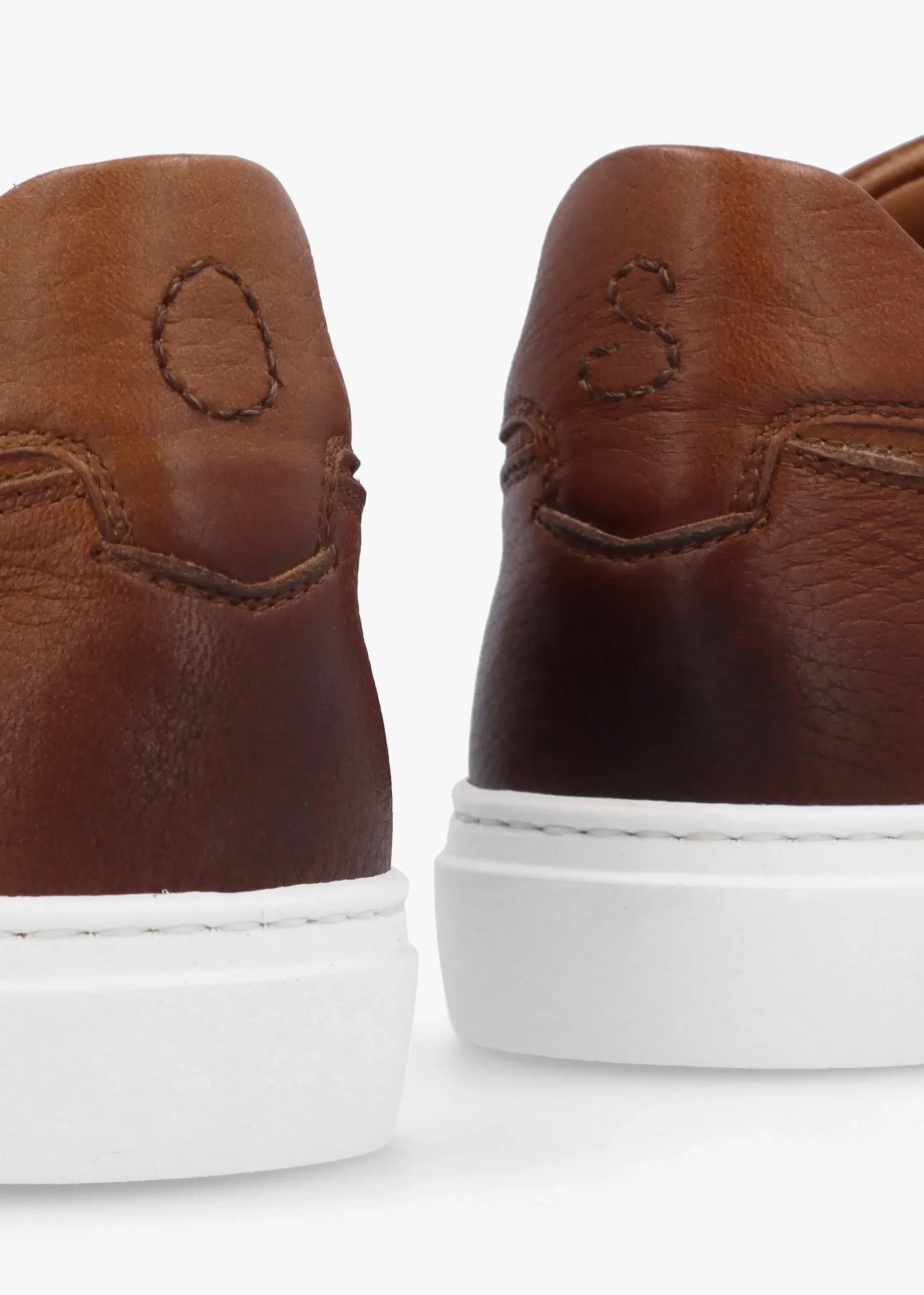 Rende Dark Tan Antiqued Leather Cupsole Trainers