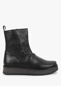 Reno Black Leather Ankle Boots