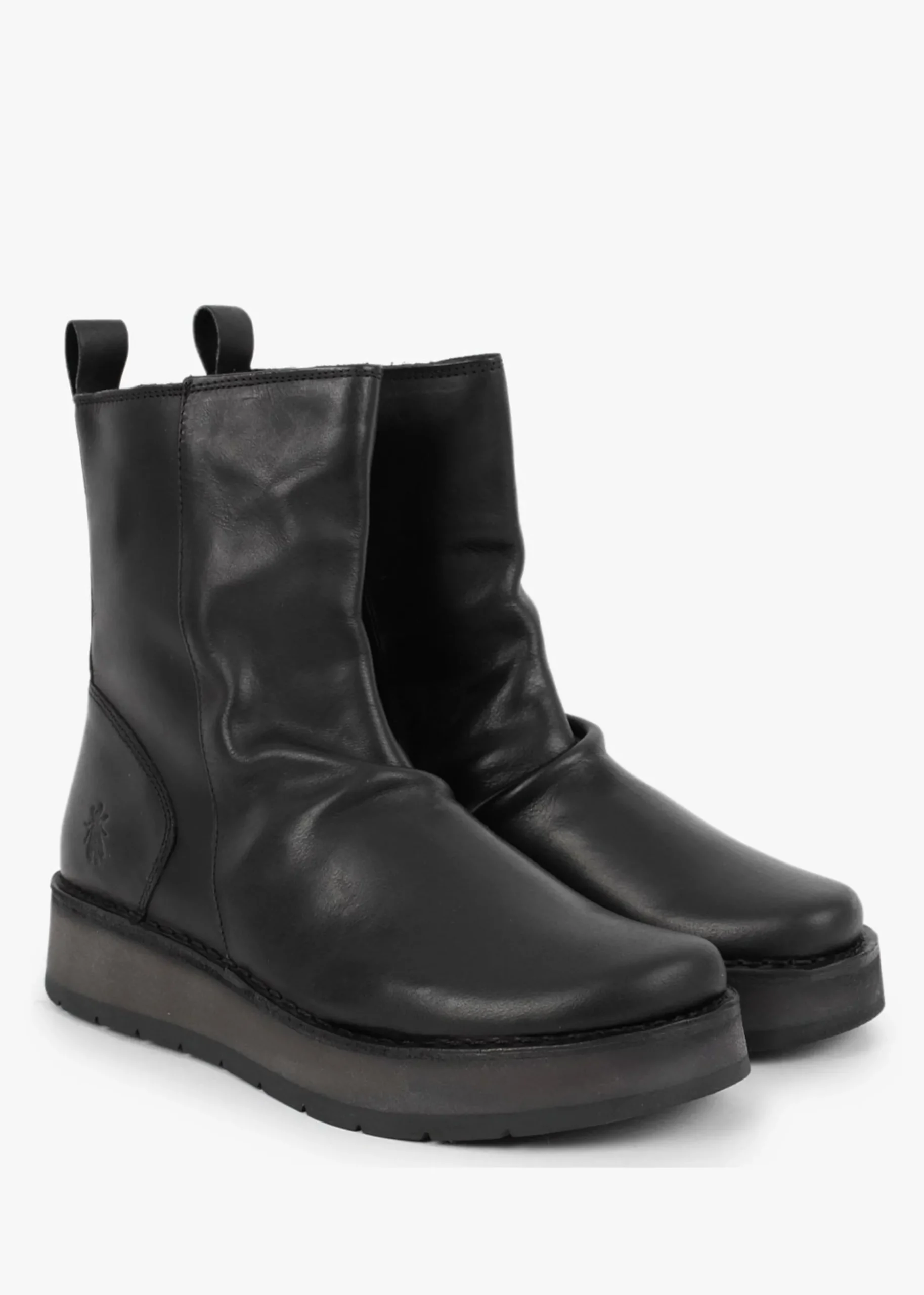 Reno Black Leather Ankle Boots