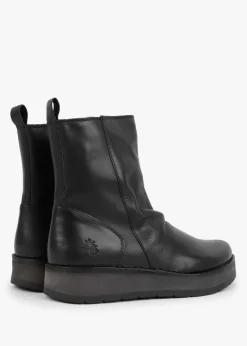 Reno Black Leather Ankle Boots