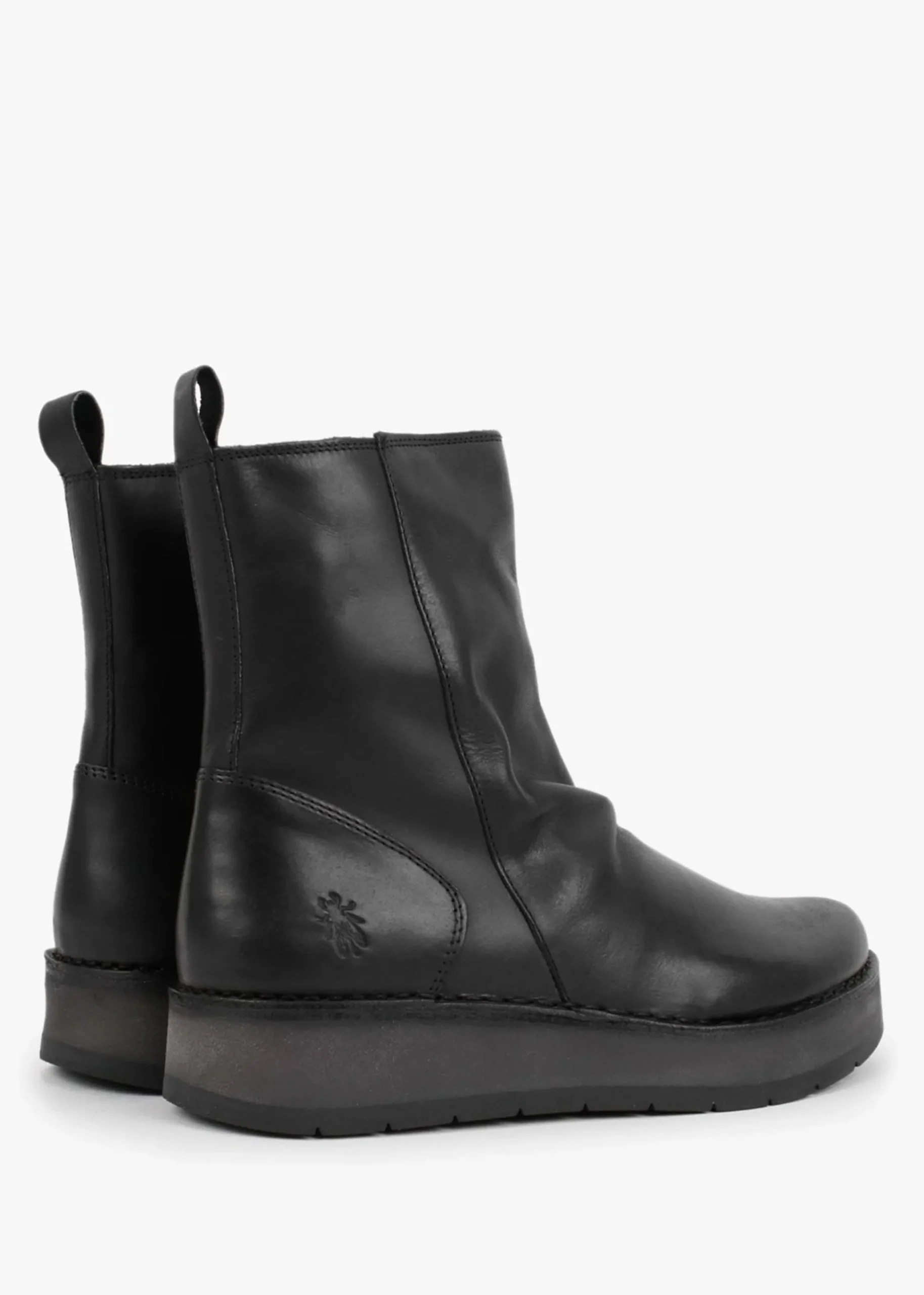 Reno Black Leather Ankle Boots